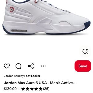 Jordan Max Aura 6 USA Men's White and Blue Shoes